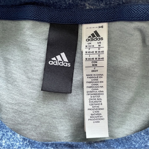 adidas navy tie dye acid wash print logo boxy crop tee medium - Picture 4 of 6